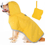 Lukovee Dog Raincoat, Adjustable Dog Rain Jacket with Clear Hooded Double Layer for Large Medium Small Dogs Puppies, Waterproof Dog Rain Coat Poncho with Reflective Storage Pocket & Rim (Yellow, M)