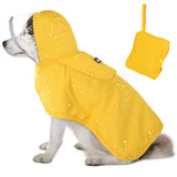 Lukovee Dog Raincoat, Adjustable Dog Rain Jacket with Clear Hooded Double Layer for Large Medium Small Dogs Puppies, Waterproof Dog Rain Coat Poncho with Reflective Storage Pocket & Rim (Yellow, M)