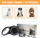 26Ft Retractable Dog Leash, Heavy Duty Great Leash for Dog up to 110 lbs, Anti-Slip Rubberized Handle, One-Handed Brake, Strong Nylon Tape, Tangle Free——MK-DEF