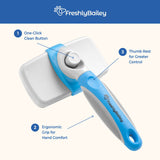 Freshly Bailey Self-Cleaning Slicker Brush – For Medium to Long-Haired Dogs & Cats (White/Blue)