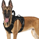 WINGOIN Tactical Dog Harness for Large Dogs, Heavy Duty No Pull Dog Harness with Handle, Adjustable Reflective Military K9 German Shepherd Big Size Dog Vest for Training, Walking, Hiking, Green (L)