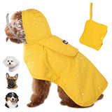 Lukovee Dog Raincoat, Adjustable Dog Rain Jacket with Clear Hooded Double Layer for Large Medium Small Dogs Puppies, Waterproof Dog Rain Coat Poncho with Reflective Storage Pocket & Rim (Yellow, M)