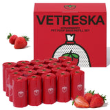 VETRESKA Dog Poop Bag Dispenser with Cherry Blossom Scented Poop Bags, Leak Proof and Extra Thick Pet Waste Bags, 1 Poop Bag Holder and 105 Bags for Dog Walking and Cats Litter, Pink