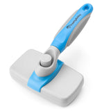 Freshly Bailey Self-Cleaning Slicker Brush – For Medium to Long-Haired Dogs & Cats (White/Blue)