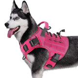 WINGOIN Tactical Dog Harness for Large Dogs, Heavy Duty No Pull Dog Harness with Handle, Adjustable Reflective Military K9 German Shepherd Big Size Dog Vest for Training, Walking, Hiking, Green (L)