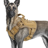 WINGOIN Tactical Dog Harness for Large Dogs, Heavy Duty No Pull Dog Harness with Handle, Adjustable Reflective Military K9 German Shepherd Big Size Dog Vest for Training, Walking, Hiking, Green (L)