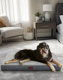 OhGeni 35 Inch Orthopedic Waterproof & Machine Washable Dog Bed for Medium Large Pets, 20D Egg Crate Foam Stable Support, Non-Slip Bottom and Removable Cover, Tear-Resistant Invisible Zipper(Gray)