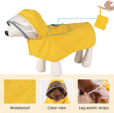 Lukovee Dog Raincoat, Adjustable Dog Rain Jacket with Clear Hooded Double Layer for Large Medium Small Dogs Puppies, Waterproof Dog Rain Coat Poncho with Reflective Storage Pocket & Rim (Yellow, M)