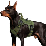 WINGOIN Tactical Dog Harness for Large Dogs, Heavy Duty No Pull Dog Harness with Handle, Adjustable Reflective Military K9 German Shepherd Big Size Dog Vest for Training, Walking, Hiking, Green (L)