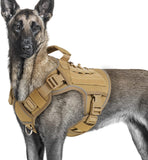 WINGOIN Tactical Dog Harness for Large Dogs, Heavy Duty No Pull Dog Harness with Handle, Adjustable Reflective Military K9 German Shepherd Big Size Dog Vest for Training, Walking, Hiking, Green (L)