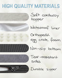 OhGeni 35 Inch Orthopedic Waterproof & Machine Washable Dog Bed for Medium Large Pets, 20D Egg Crate Foam Stable Support, Non-Slip Bottom and Removable Cover, Tear-Resistant Invisible Zipper(Gray)