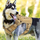 WINGOIN Tactical Dog Harness for Large Dogs, Heavy Duty No Pull Dog Harness with Handle, Adjustable Reflective Military K9 German Shepherd Big Size Dog Vest for Training, Walking, Hiking, Green (L)