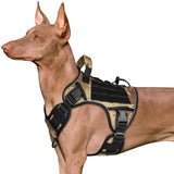 WINGOIN Tactical Dog Harness for Large Dogs, Heavy Duty No Pull Dog Harness with Handle, Adjustable Reflective Military K9 German Shepherd Big Size Dog Vest for Training, Walking, Hiking, Green (L)