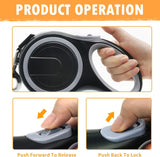 26Ft Retractable Dog Leash, Heavy Duty Great Leash for Dog up to 110 lbs, Anti-Slip Rubberized Handle, One-Handed Brake, Strong Nylon Tape, Tangle Free——MK-DEF