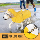Lukovee Dog Raincoat, Adjustable Dog Rain Jacket with Clear Hooded Double Layer for Large Medium Small Dogs Puppies, Waterproof Dog Rain Coat Poncho with Reflective Storage Pocket & Rim (Yellow, M)