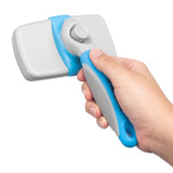 Freshly Bailey Self-Cleaning Slicker Brush – For Medium to Long-Haired Dogs & Cats (White/Blue)