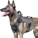 WINGOIN Tactical Dog Harness for Large Dogs, Heavy Duty No Pull Dog Harness with Handle, Adjustable Reflective Military K9 German Shepherd Big Size Dog Vest for Training, Walking, Hiking, Green (L)