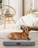 OhGeni 35 Inch Orthopedic Waterproof & Machine Washable Dog Bed for Medium Large Pets, 20D Egg Crate Foam Stable Support, Non-Slip Bottom and Removable Cover, Tear-Resistant Invisible Zipper(Gray)