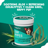 Dog Ear Wipes with Aloe & Eucalyptus – Extra Thick, Hypoallergenic Cleaner (125 Count)