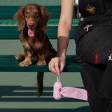 VETRESKA Dog Poop Bag Dispenser with Cherry Blossom Scented Poop Bags, Leak Proof and Extra Thick Pet Waste Bags, 1 Poop Bag Holder and 105 Bags for Dog Walking and Cats Litter, Pink