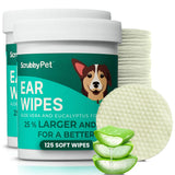 Dog Ear Wipes with Aloe & Eucalyptus – Extra Thick, Hypoallergenic Cleaner (125 Count)