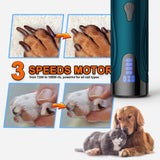Rechargeable Dog Nail Grinder Kit – Quiet, 3-Speed Electric Trimmer for Dogs & Cats (Dark Blue)