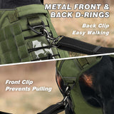WINGOIN Tactical Dog Harness for Large Dogs, Heavy Duty No Pull Dog Harness with Handle, Adjustable Reflective Military K9 German Shepherd Big Size Dog Vest for Training, Walking, Hiking, Green (L)