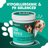 Dog Ear Wipes with Aloe & Eucalyptus – Extra Thick, Hypoallergenic Cleaner (125 Count)